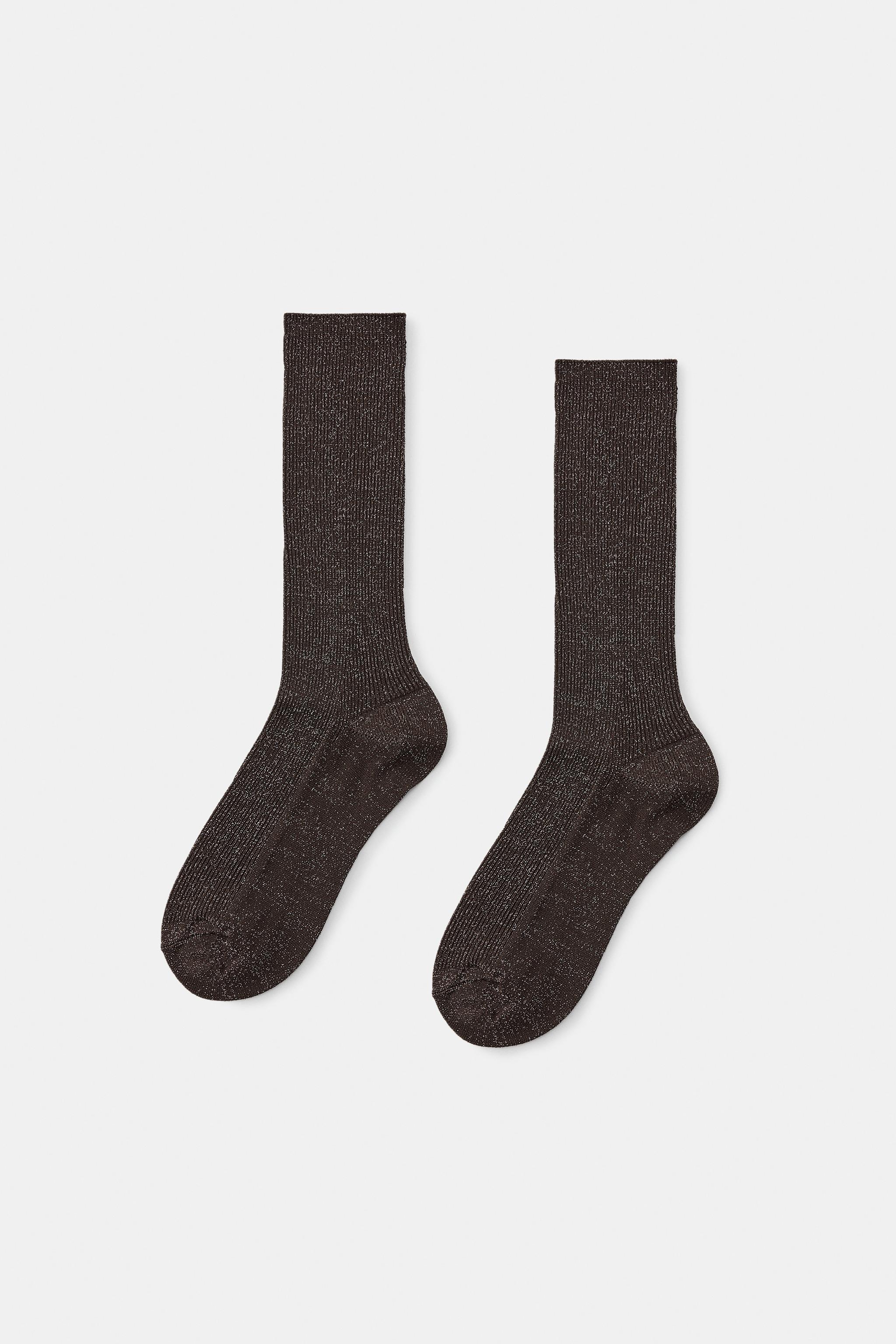 CHAUSSETTES CANNELÉES À FIL MÉTALLISÉ